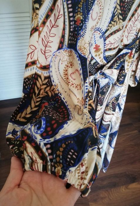 Sukienka maxi Top Secret 36 S motyw wzór rozporki wesele komunia impre