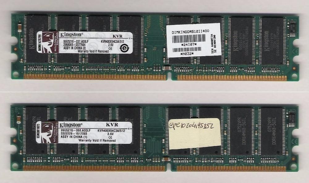 Memórias Ram (1 GB / 512 MB / 256 MB)