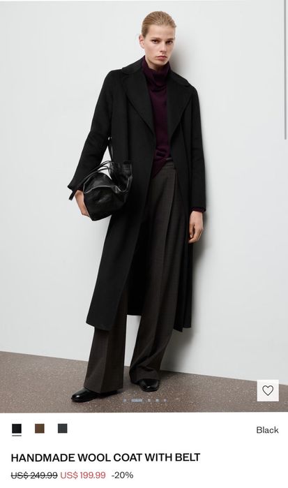 Шерстяне пальто Mango чорне