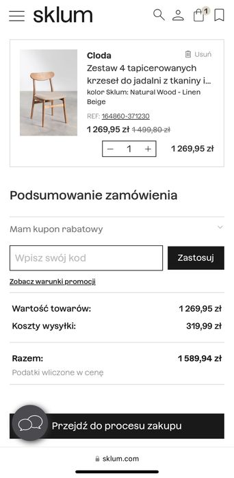 Sprzedam nowe 4 krzesla sklum