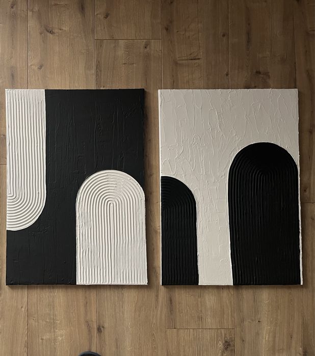 Obrazy strukturalne 70x50 tryptyk łuki