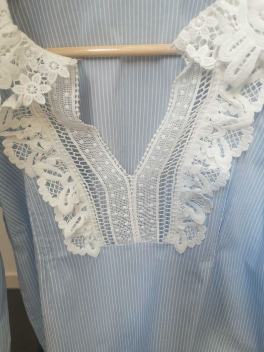 Bluzka paski Zara s/m kolnierzyk