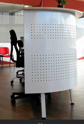 Balcão de receção linha Baleno com estrutura metálica Branco