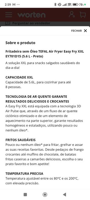 Air Fryer Tefal 5.6 L