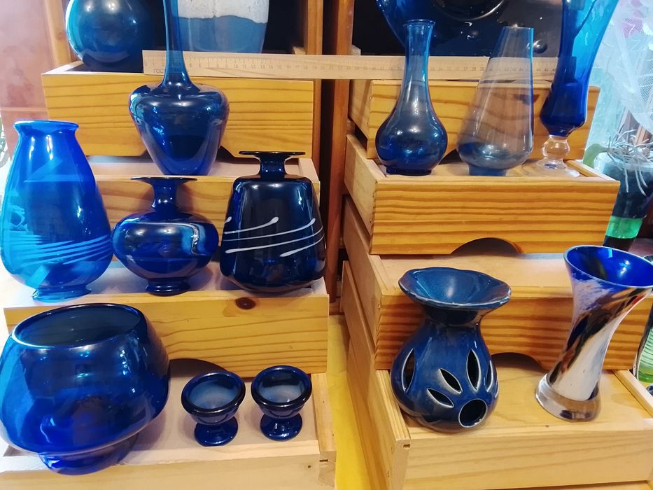 Интерьерные вазы для вашего дома. Синее стекло. Опал. Винтаж