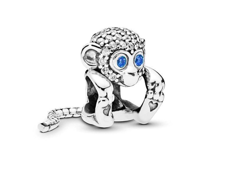 Srebrny Koralik Charm Beads Siedząca Małpka Monkey New227