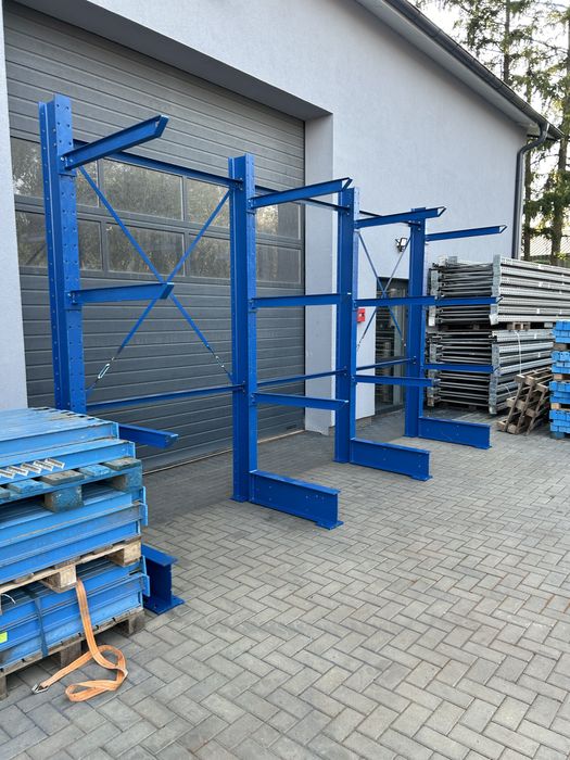 Regały wspornikowe jednostronne na profile rury drewno dłużyce H290cm