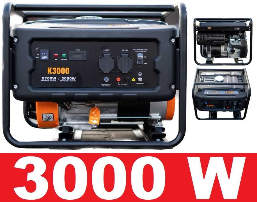 AGREGAT Prądotwórczy PRĄDU 7,0kM K3000 3KW Benzyna 3000W 12L MIEDŹ