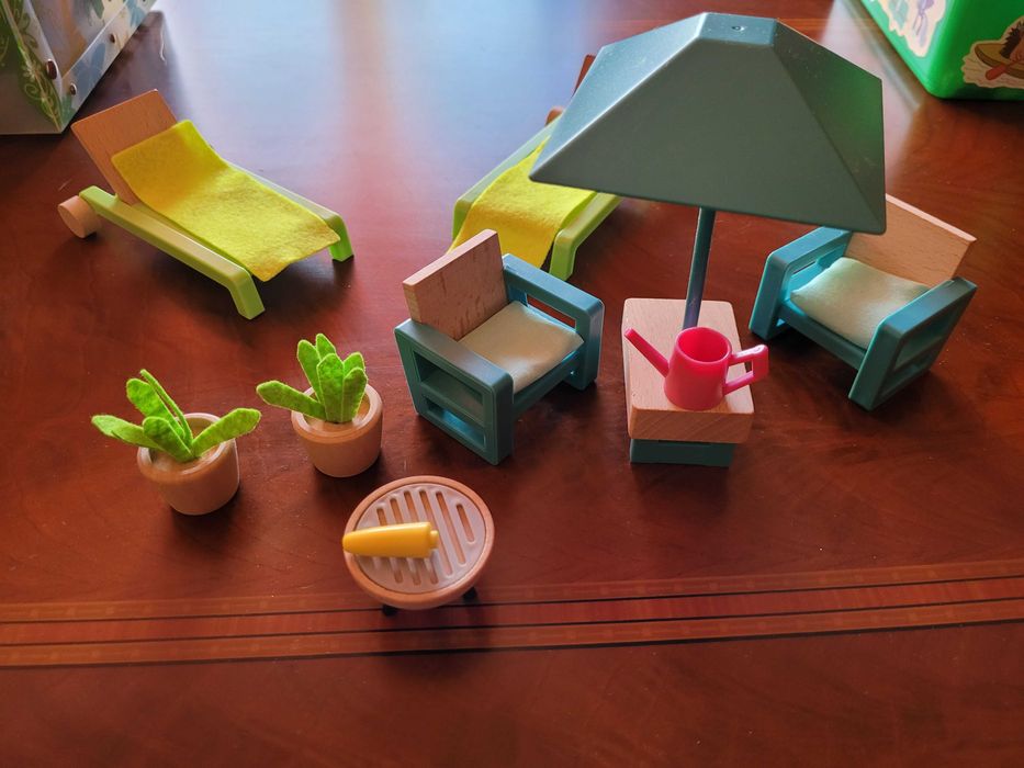 Meble mebelki dla lalek leżak fotel stolik grill parasol ogrodowy HIT