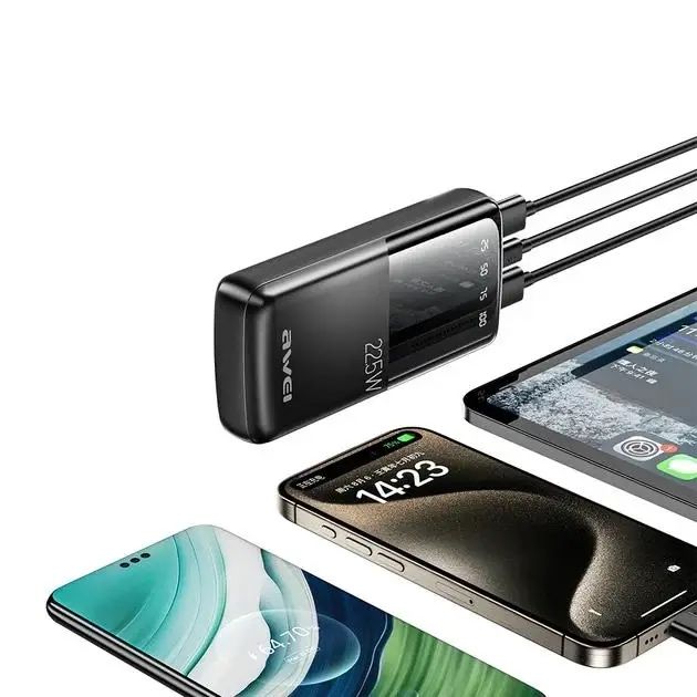 Потужний Повербанк AWEI PA13K 20000mAh Швидка зарядка 22,5W Чорний