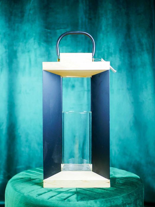 Nowoczesna Latarenka Metalowa 37 cm – Czarna | Industrial & Minimal