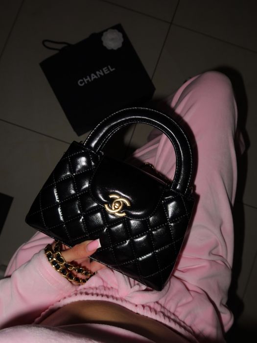 Сумка Chanel Kelly mini біла, чорна сумка шанель