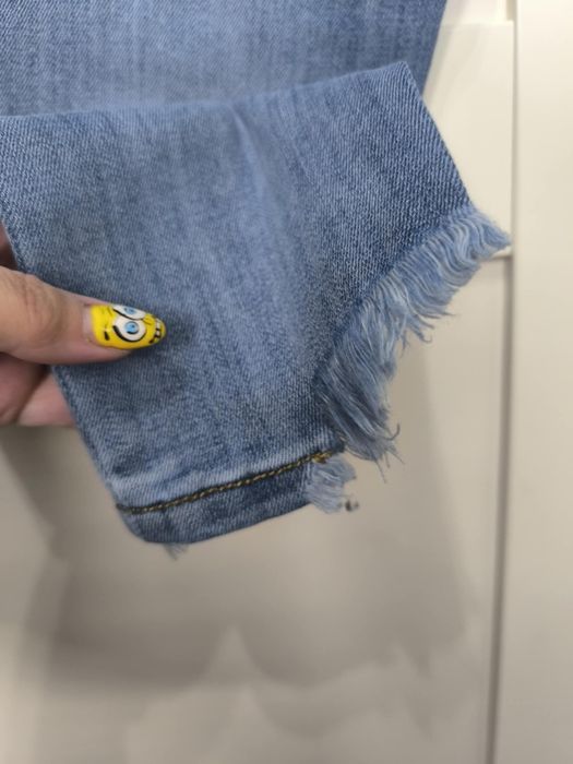 Spodnie jeansy wysoki stan skinny rurki dżinsy 10 M 38 szarpane nogawk