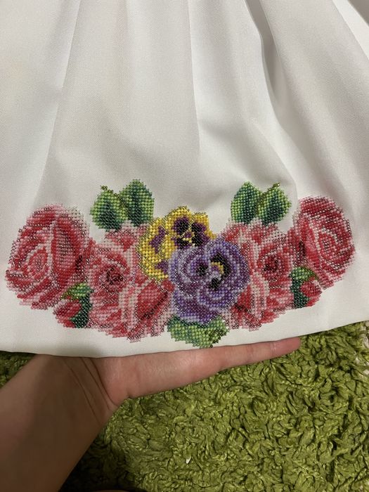 Вишиванка вишита бісером,вишиванка льон,нарядне платтячко