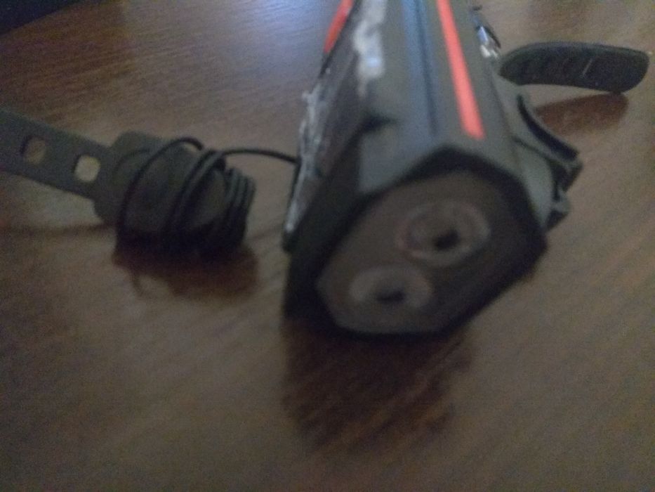 Аккумуляторный вело фонарь фара с звонком и солнечной батареей