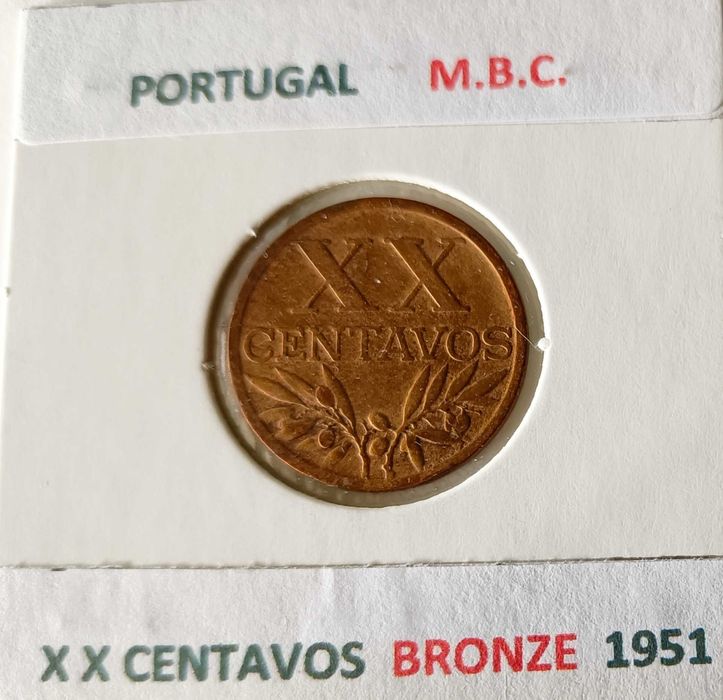 4 Moedas de XX Centavos da 2ª República Portuguesa ( Bronze )