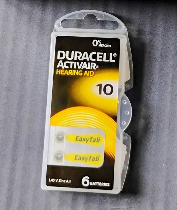 Bateria do aparatów słuchowych Duracell Activair 10 (DA10).