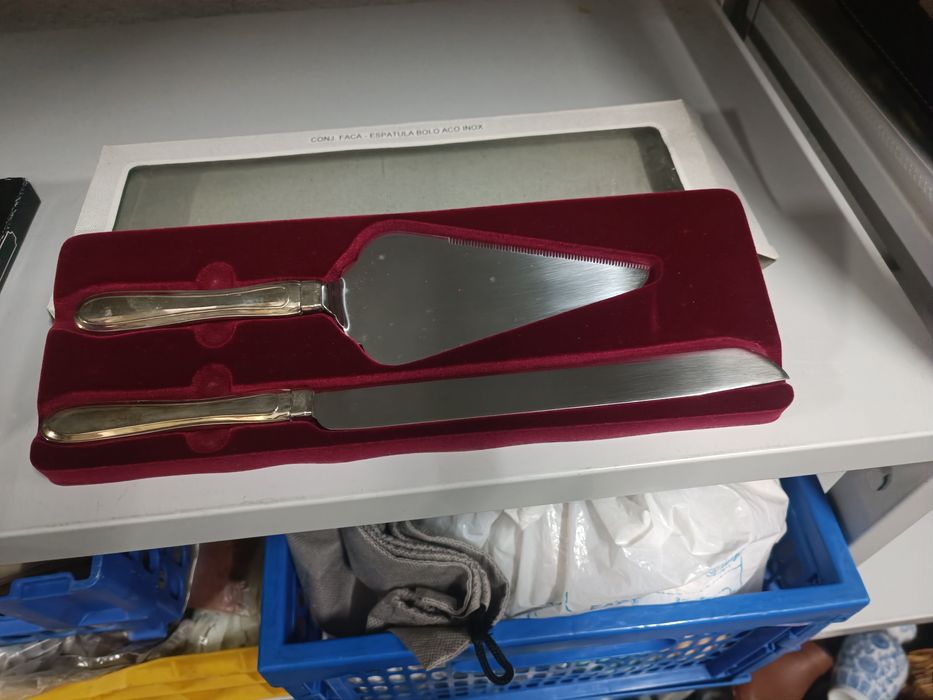 Conjunto faca espátula bolo Aço Inox