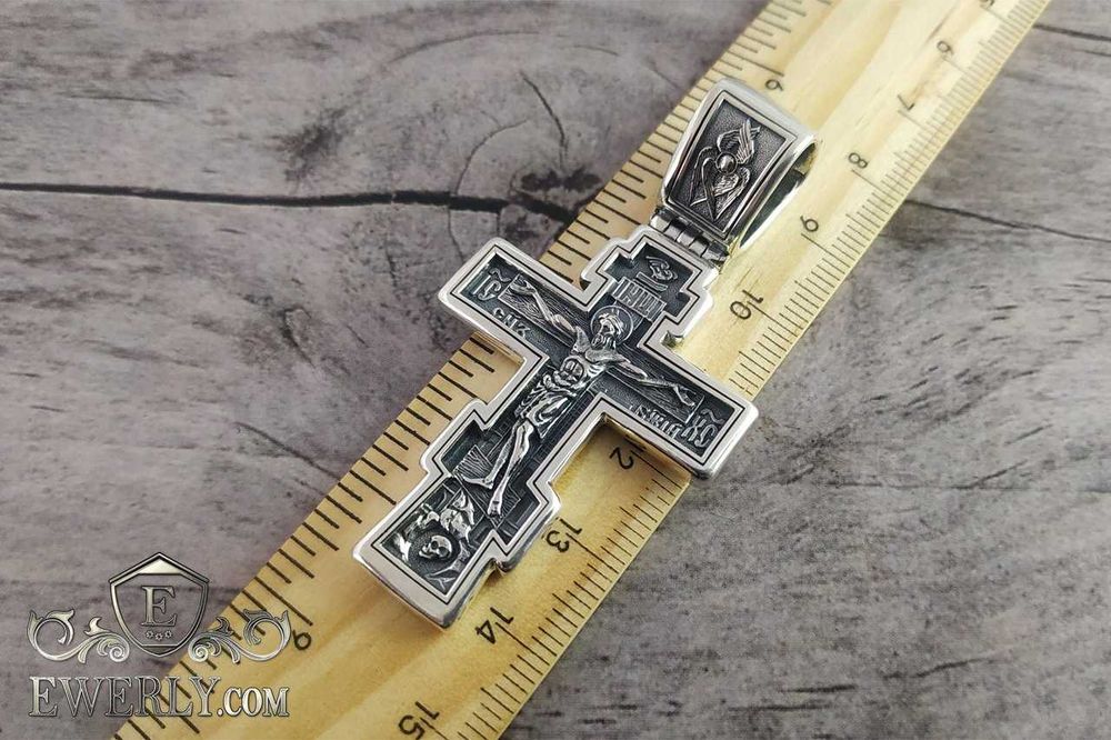 Большой  мужской серебряный крест нательный. Срібний великий хрест