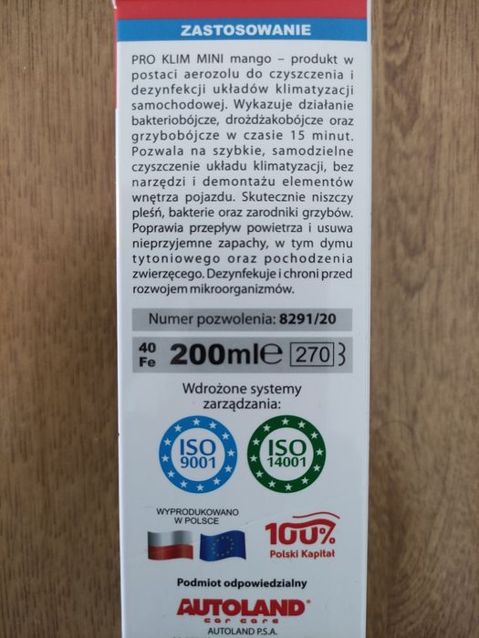 AUTOLAND Środek Do Czyszczenia Klimatyzacji MANGO 200ML