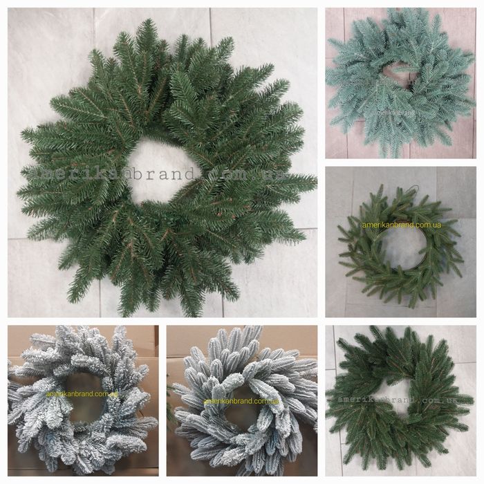 Вінок литий хвойний штучний різдвяний новорічний