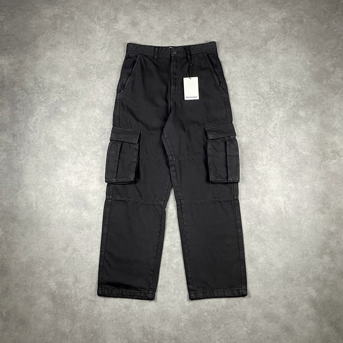 Штани карго BERSHKA Relaxed Fit Чоловічі Широкі Мішкуваті Чорні На Осінь Нові