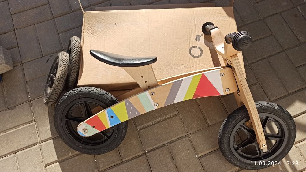 Rowerek sunbaby twist biegowy drewniany 2w1 trzykołowy dwukołowy