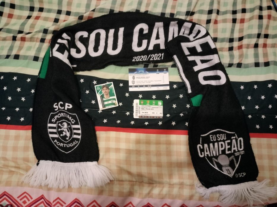 Cachecol SCP + Cromo e 2 Bilhetes