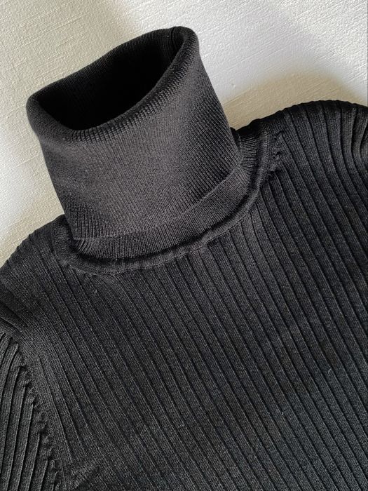 Zara czarny prążkowany golf damski z wiskozy S 36 basic casual