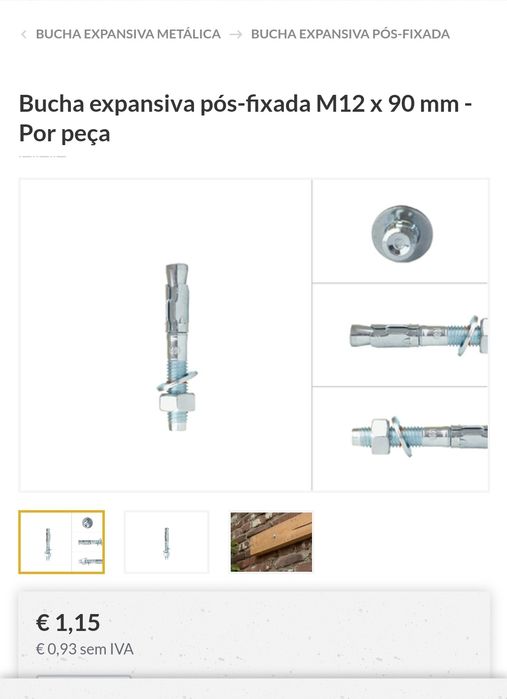 Oportunidade Buchas expansivas M12 90mm para betão urgente para desocu