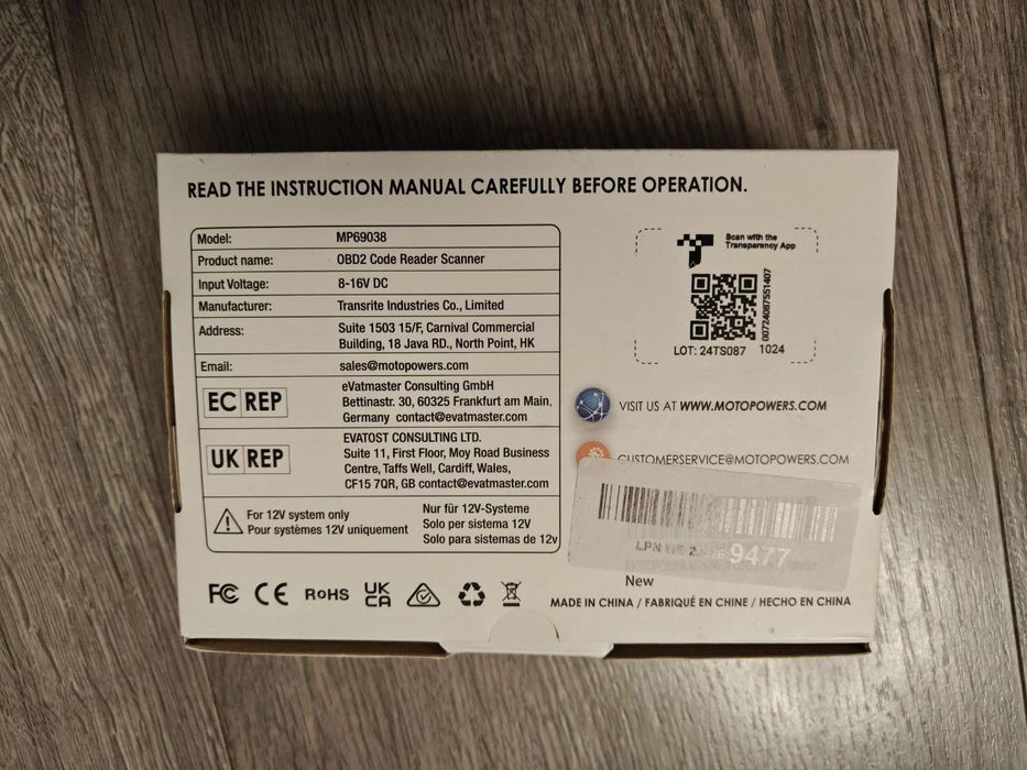 Пристрій для діагностики автомобіля OBD2-сканер MOTOPOWER MP69038