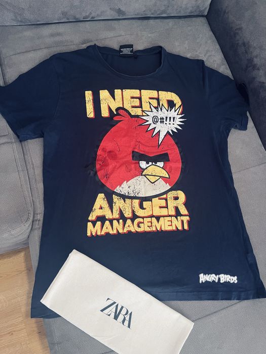 Granatowy t-shirt meski rozm XL angry birds