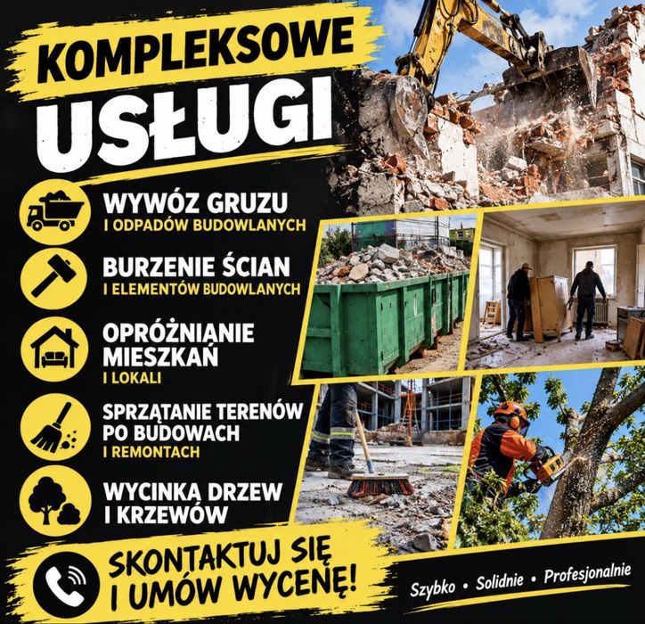 Burzenie ścian wywóz gruzu opróżnianie mieszkań
