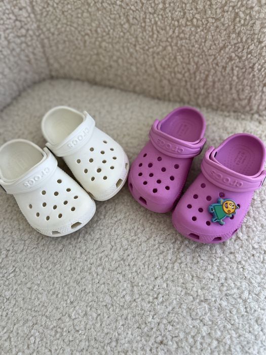 Crocs c7 білі та розові 14,5 см
