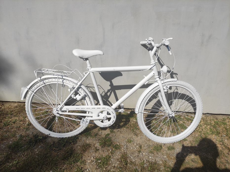 Rower biały ozdoba do ogrodu kwietnik