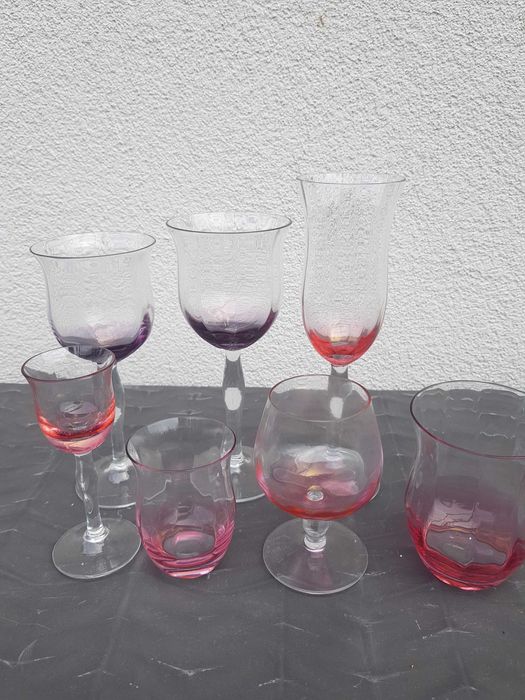 Zestaw kieliszków i szklanek PRL &quot;Krosno&quot;