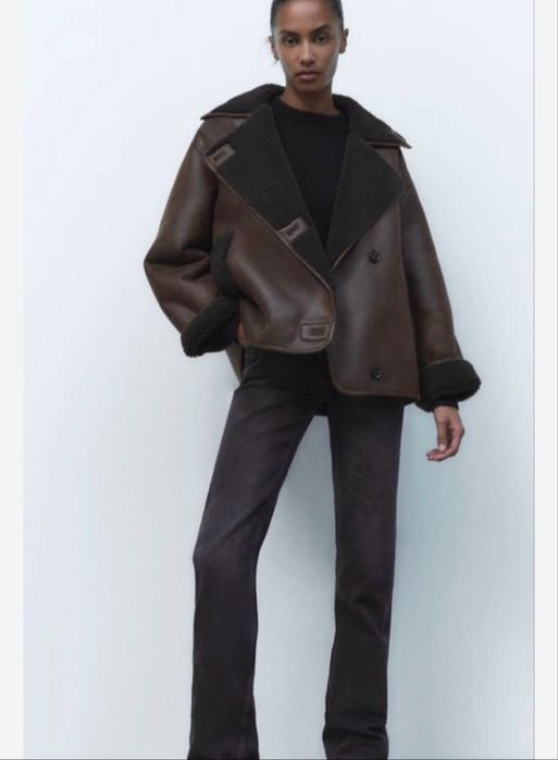 Шоколадна коричнева дублянка Zara оригінал трендова