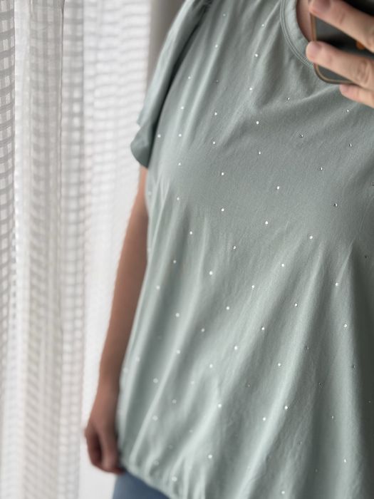 NEXT MIĘTOWA BLUZKA Z OZDOBNYMI kryształkami plus size 50 52
