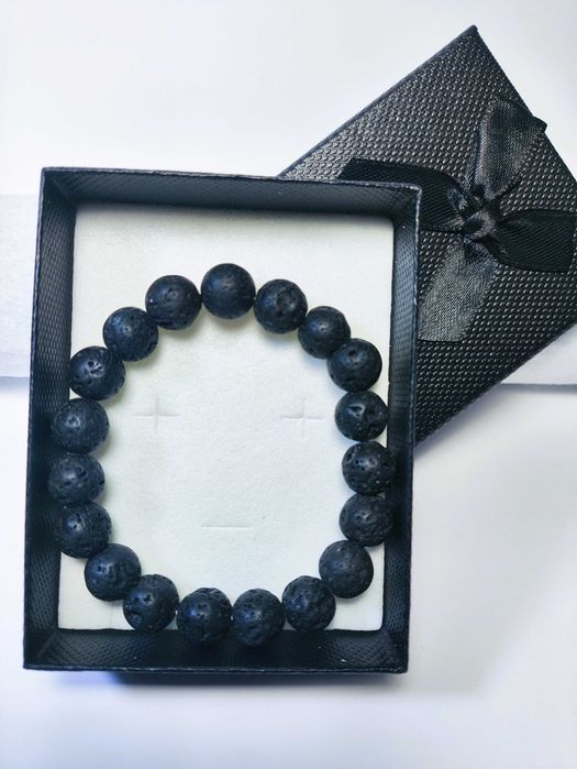 Pulseira de Pedra Vulcânica Natural Contas de Lava Acessório de moda joias feitas à mão - Aromaterapia