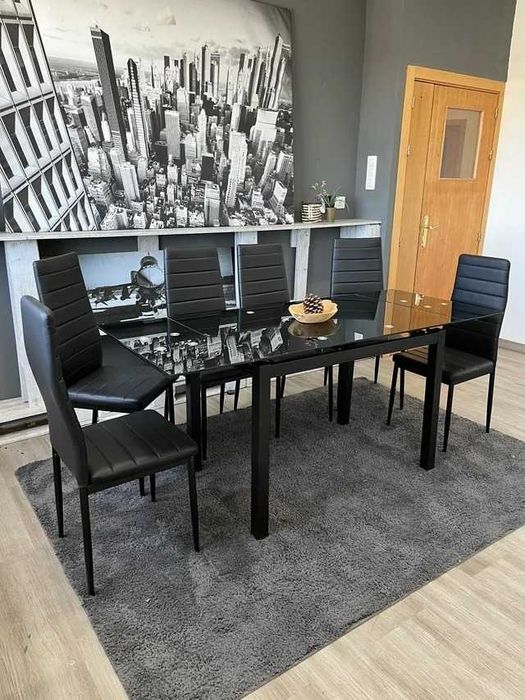 Mesa de jantar extensível com 6 cadeiras - envío gratis