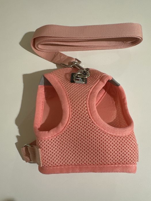 Szelki dla psa + smycz różowe