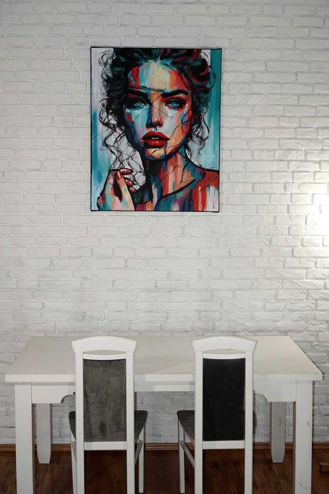 Duży obraz 80x100 ręcznie malowany akryl na płótnie abstrakcja portret