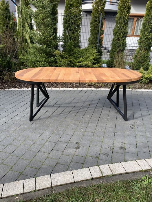 Stół 100+2 wkładki po 50 okrągły rozkładany lity dąb Loft industrial