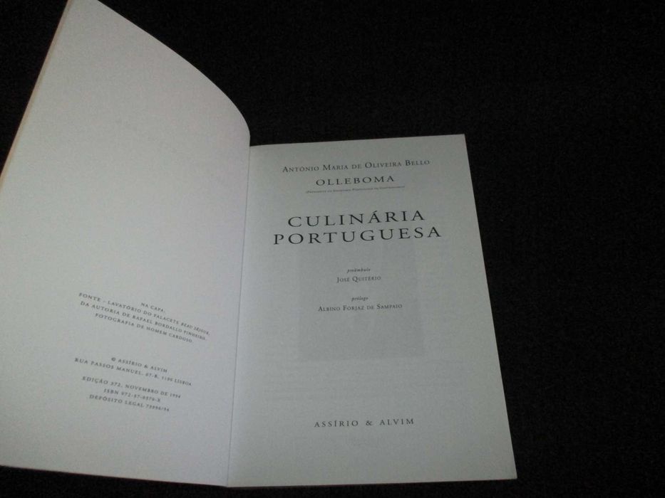 Livro Culinária Portuguesa António Maria de Oliveira Bello Olleboma