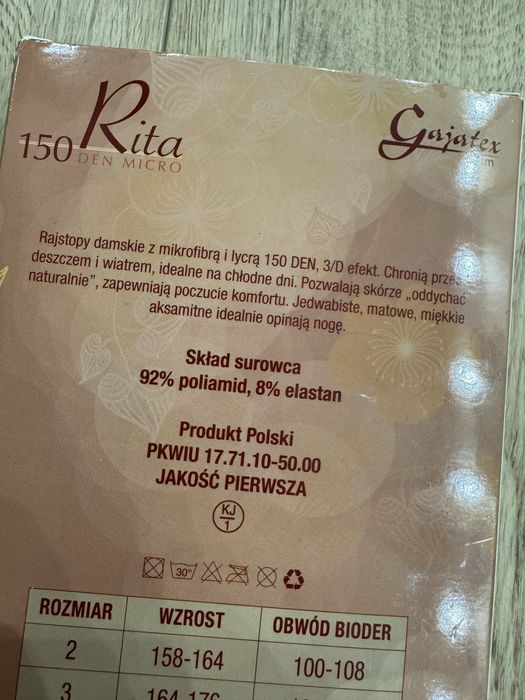 Nowe szare melanżowe grube rajstopy mikrofibra 150 den M Gajatex Prim