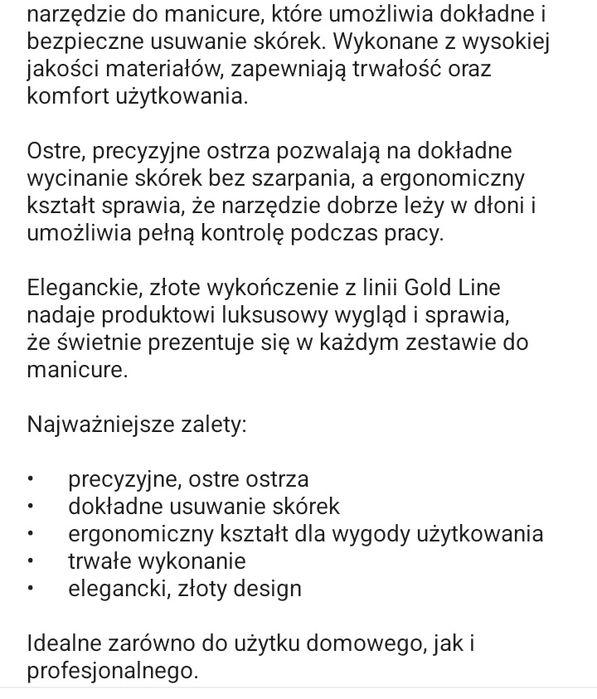 Cążki do skórek Gold Line lub jako GRATIS  !