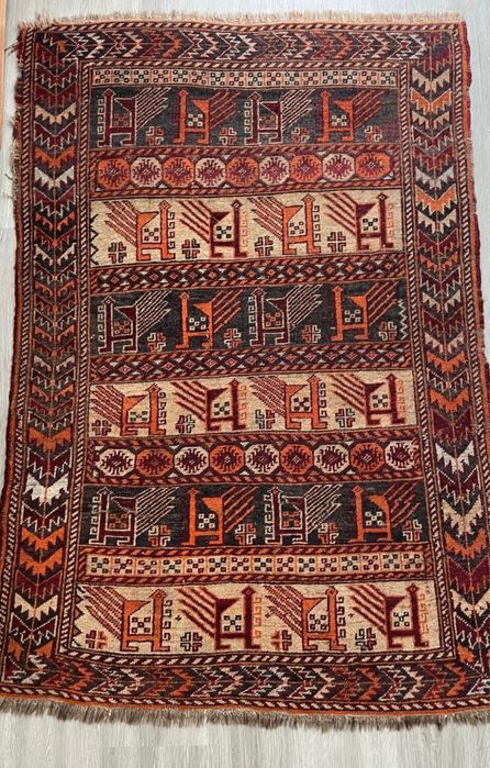 Tapete Belouch Tribal 100x140 cm — Feito à Mão, Original Medio Oriente