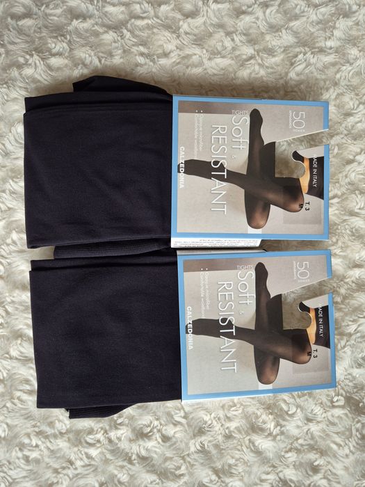 2 szt rajstopy Calzedonia M czarne 50 den microfibra comfort waistband