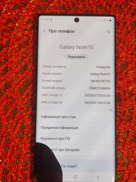 Продам телефон samsung note 10