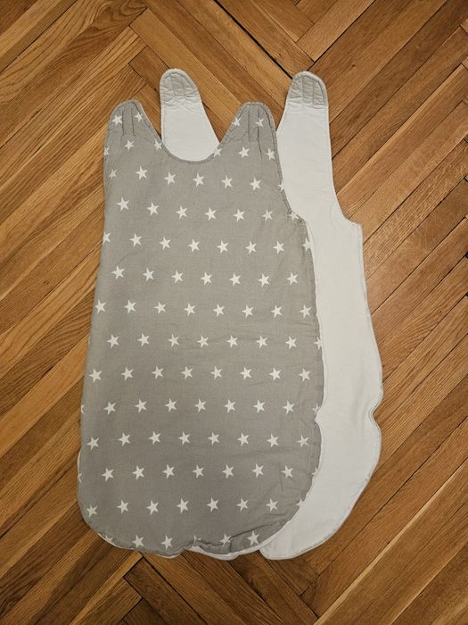 Śpiworek rozpinany szary w gwiazdki 68-74 bawełna suwak